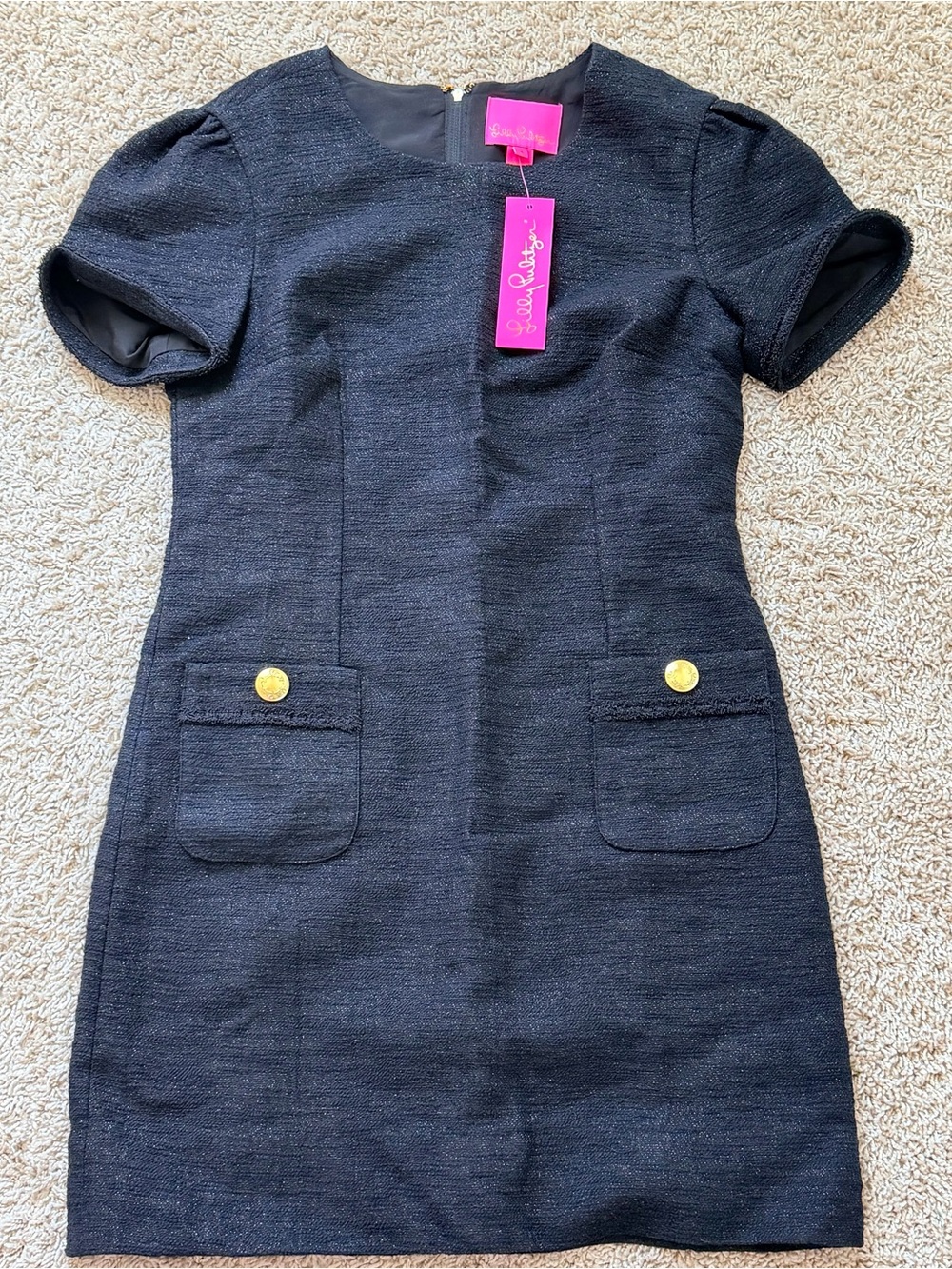 NWT Lilly Pulitzer Kesia Boucle Knit Shift Dress Black Resort Size 4 - Picture 3 of 5